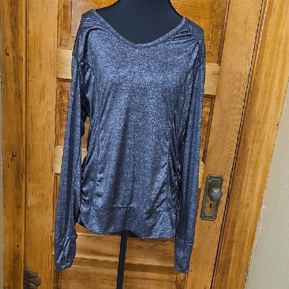 Tangerine Black Ruched Long Sleeve Running Top XL